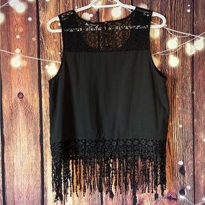 Monteau Black Lace Sleeveless Top